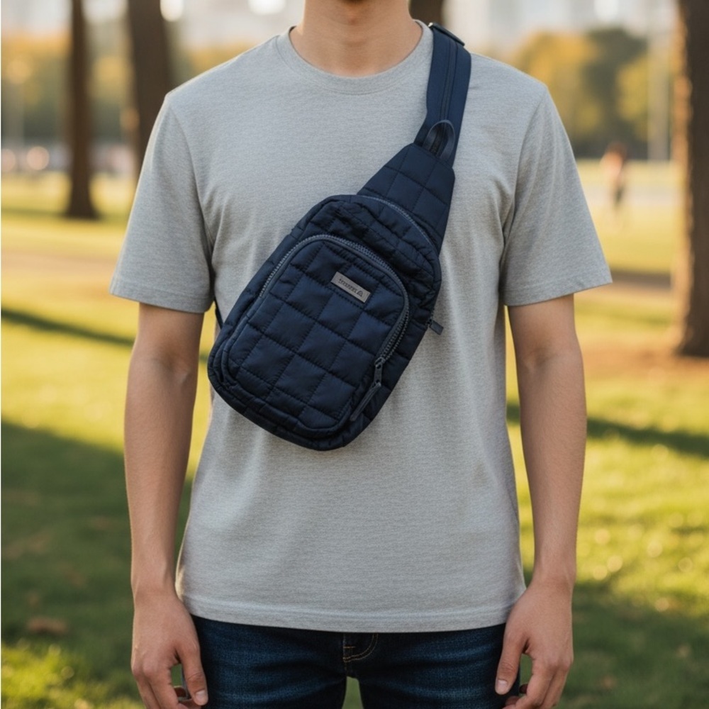 Versatile Reebok Dark Blue Sling Quilted Bag